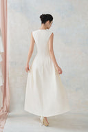 LARMES • Katherine Cream Draped Evening Gown