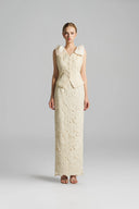 Ivory Crystal Lace Gilet With Taffeta Bow Shoulders for women, from IHF STUDIO, The Viet Concept 