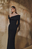 L' SCARLETT • Mobius Crystal-Embellished Off-Shoulder Maxi Dress