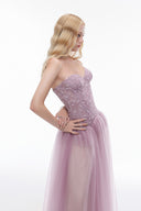 LUCILLA • Beryl Embroidered Lace & Tulle Strapless Evening Gown