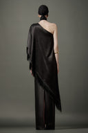 LE LAM AMARÉ • Aura Silk Asymmetrical Off-Shoulder Dress