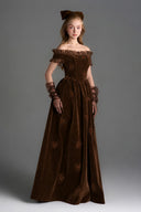 IHF STUDIO • Noir Velvet Ruffle Maxi Dress with Heart-Shaped Crystal Embellishment