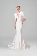Angel Crystal Embellished Draped Back Evening Gown for women, from DANG PHONG DESIGNER, The Viet Concept
