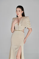 L'ALLÉE • Calista Deep V Fishtail Gown