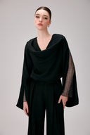 Emma Crystal Mesh Sleeve Silk Co-Ord Set for women, from DANG PHONG DESIGNER, The Viet Concept