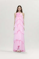 DAS LA VIE • Rosé Silent Drape Chiffon Halter Gown - The Viet Concept