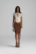 Freya Ivory Jacquard Corset Chiffon Top for women, from HUELLEY HUELLEY, The Viet Concept