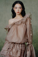 Euphonic Off-Shoulder Chiffon Ruffle Mini Dress for women, from LINH PHUNG, The Viet Concept