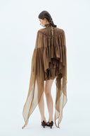 LA VIERGE • Canela Tiered Ruffled Crepe Mini Dress