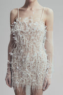 Elysian Flutter Japanese Leather Mesh Mini Dress for women, from LINH DOAN, The Viet Concept 