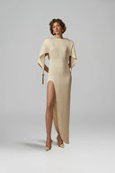 Oreiller Cream Crepe Silk-Lined Evening Gown for women, from POEM, The Viet Concept