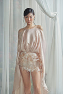 LINH PHUNG • Quincey Crystal Floral Chiffon Cape Mini Dress