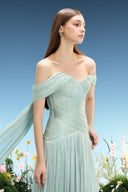 Morgane Pearlescent Silk Off-Shoulder Couture Gown for women, from LINH PHUNG, The Viet Concept