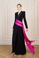 Peak Collar A-Line Evening Gown with Side Ribbon Detail for women, from IHF ATELIER, The Viet Concept 