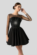 Regal Crystal Embellished Satin Mini Dress for women, from DANG PHONG DESIGNER, The Viet Concept