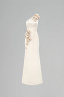 Celestine Lemon Silk Taffeta One-Shoulder Evening Dress for women, from IHF STUDIO, The Viet Concept 