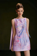 VONTIER DE MONTIER • Songbird Winged Taffeta A-Line Mini Dress With Detachable Cape