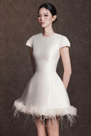 SANT SOUCI • Auréole Pearl-Embellished Flower-Draped Taffeta Mini Dress