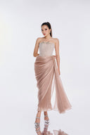 Lucy Crystal Corset Draped Chiffon Midi Dress for women, from LINH PHUNG, The Viet Concept