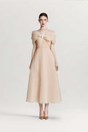 CALISTA • Helika Cream Organza Off Shoulder Dress