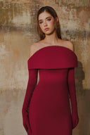 L' SCARLETT • Crystal 3D Sculpted Off-Shoulder Maxi