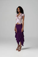 Namy Asymmetrical Ruffle Low-Rise Skirt for women, from HUELLEY HUELLEY, The Viet Concept