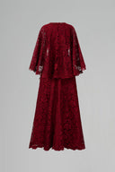 Étoile Dark Red French Lace Cape Column Gown for women, from IHF ATELIER, The Viet Concept 
