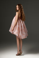 Rosalie Blush Organza Bubble Mini Dress for women, from IHF STUDIO, The Viet Concept