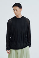 Black Eudon Pleated Knit T-Shirt for men, from AIN, The Nam Concept 