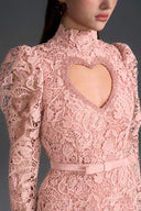 IHF STUDIO • Virelle Vine Floral Lace Heart-Cutout Mini Dress