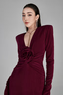 L'ALLÉE • Erina Burgundy Fishtail Gown