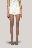 White Mullins A-line Front Zipper Poly Organza Mini Skirt for women, from Das La Vie, The Viet Concept 