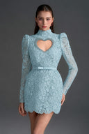 IHF STUDIO • Virelle Vine Floral Lace Heart-Cutout Mini Dress