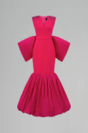 Pink Mermaid V-Neck Crystal Embellished Bow Evening Gown for women, from IHF ATELIER, The Viet Concept