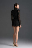 IHF STUDIO • Virelle Vine Floral Lace Heart-Cutout Mini Dress
