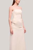 Cream Van Thach A-line Spaghetti Strap Chenille Maxi Dress for women, from TINH, The Viet Concept 