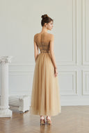 Isolde Crystal Draped Tulle Midi Dress for women, from CALISTA, The Viet Concept