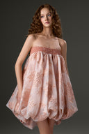 Rosalie Blush Organza Bubble Mini Dress for women, from IHF STUDIO, The Viet Concept