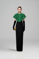 Noir Rouge Lace Cape Column Evening Gown for women, from IHF ATELIER, The Viet Concept 