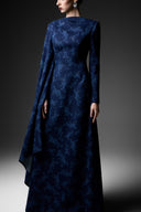 GVLUX • Étoile Rococo Asymmetric A-Line Denim Dress