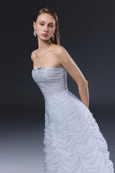 Ember Strapless Pleated Tulle Silk Maxi Dress for women, from JOSEPHINE, The Viet Concept 