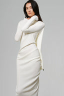 White Double Jersey Cape-Back Column Dress for women, from LECIA, The Viet Concept 