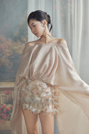 LINH PHUNG • Quincey Crystal Floral Chiffon Cape Mini Dress