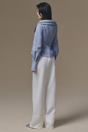 Selena Striped Layered Collar V-Neck Shirt for women, from KEIRA TONG, The Viet Concept 