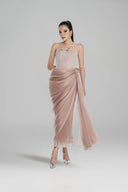  Lucy Crystal Corset Draped Chiffon Midi Dress for women, from LINH PHUNG, The Viet Concept