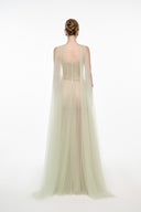 Lyra Peach Tulle Evening Gown for women, from JOSEPHINE, The Viet Concept 