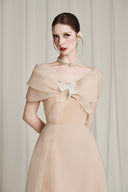 CALISTA • Helika Cream Organza Off Shoulder Dress