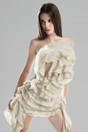 Khaki Strapless Mini Dress for women, from Must Have, The Viet Concept