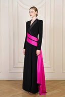 IHF ATELIER • Peak Collar A-Line Evening Gown with Side Ribbon Detail