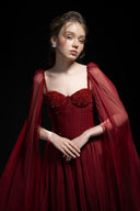 Esther Crystal-Embellished Silk Cape Evening Gown for women, from 21SIX, The Viet Concept